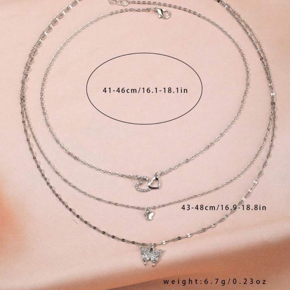 Silver Dainty Chain Necklace with Butterfly Pendant - Picture 2 of 2